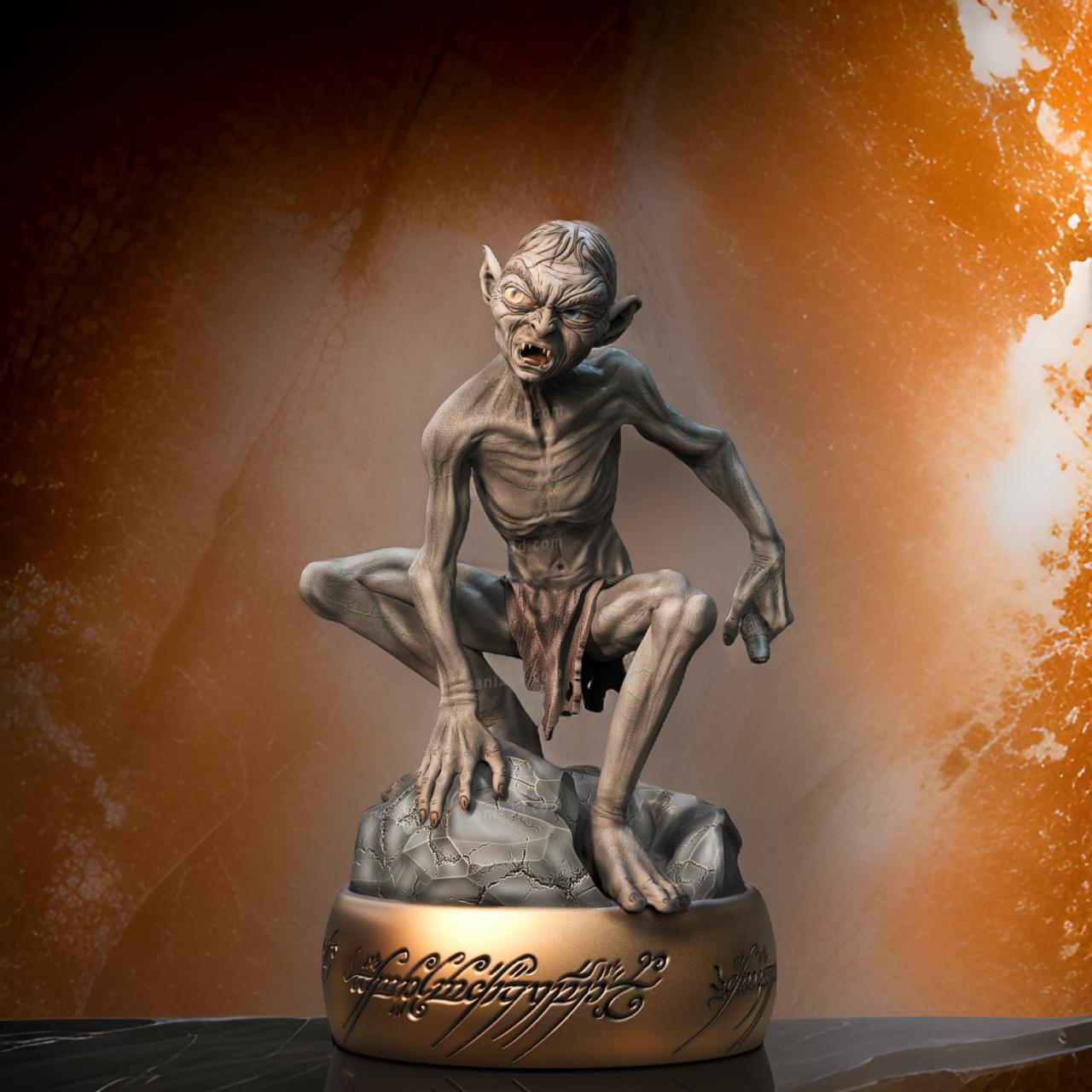 Figurine gollum on rock - IR3D