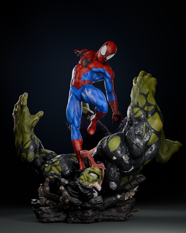 Figurine Spiderman vs Hulk - IR3D