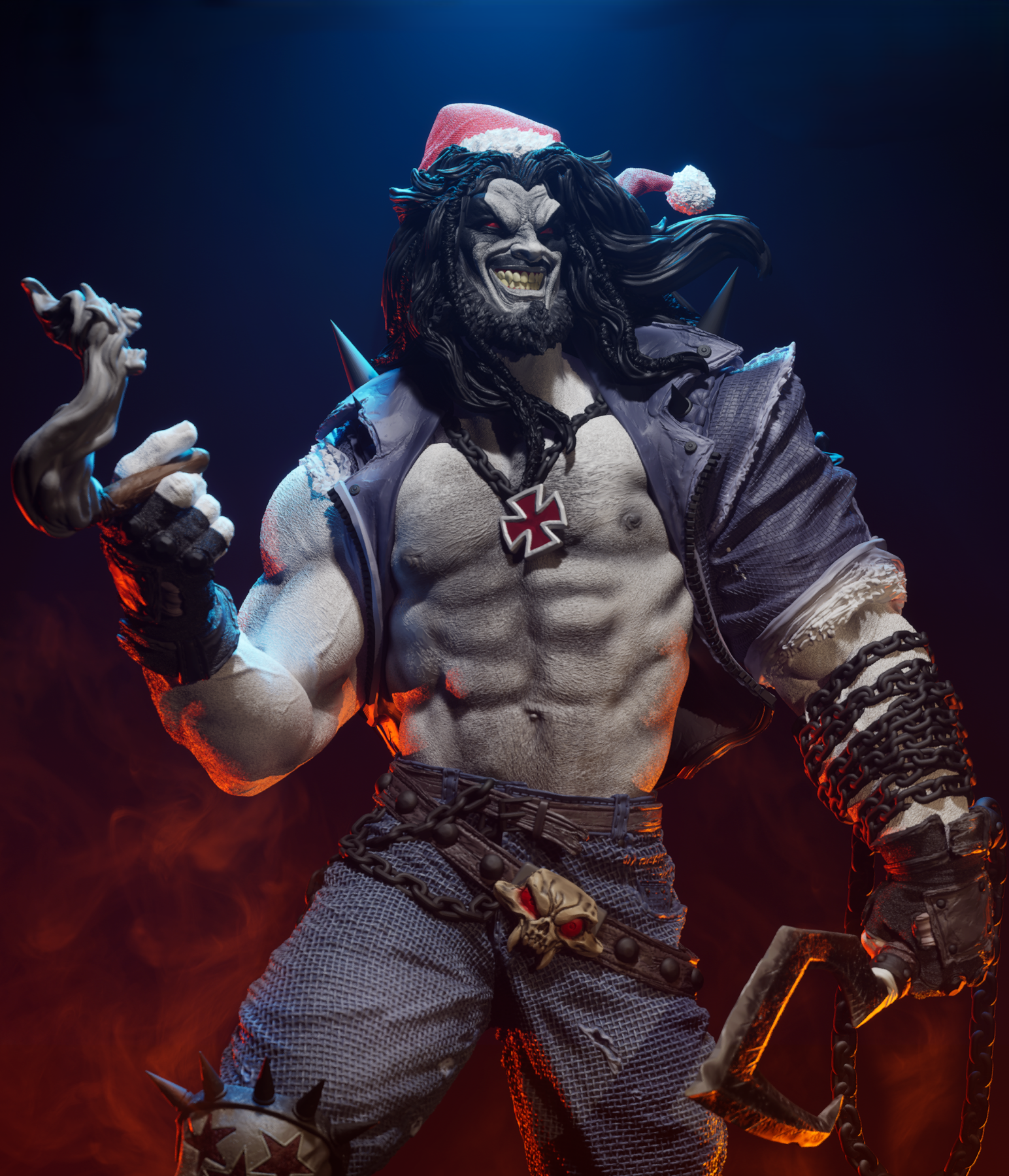 Figurine Lobo Christmas Edition – Statue Résine DC Comics Premium