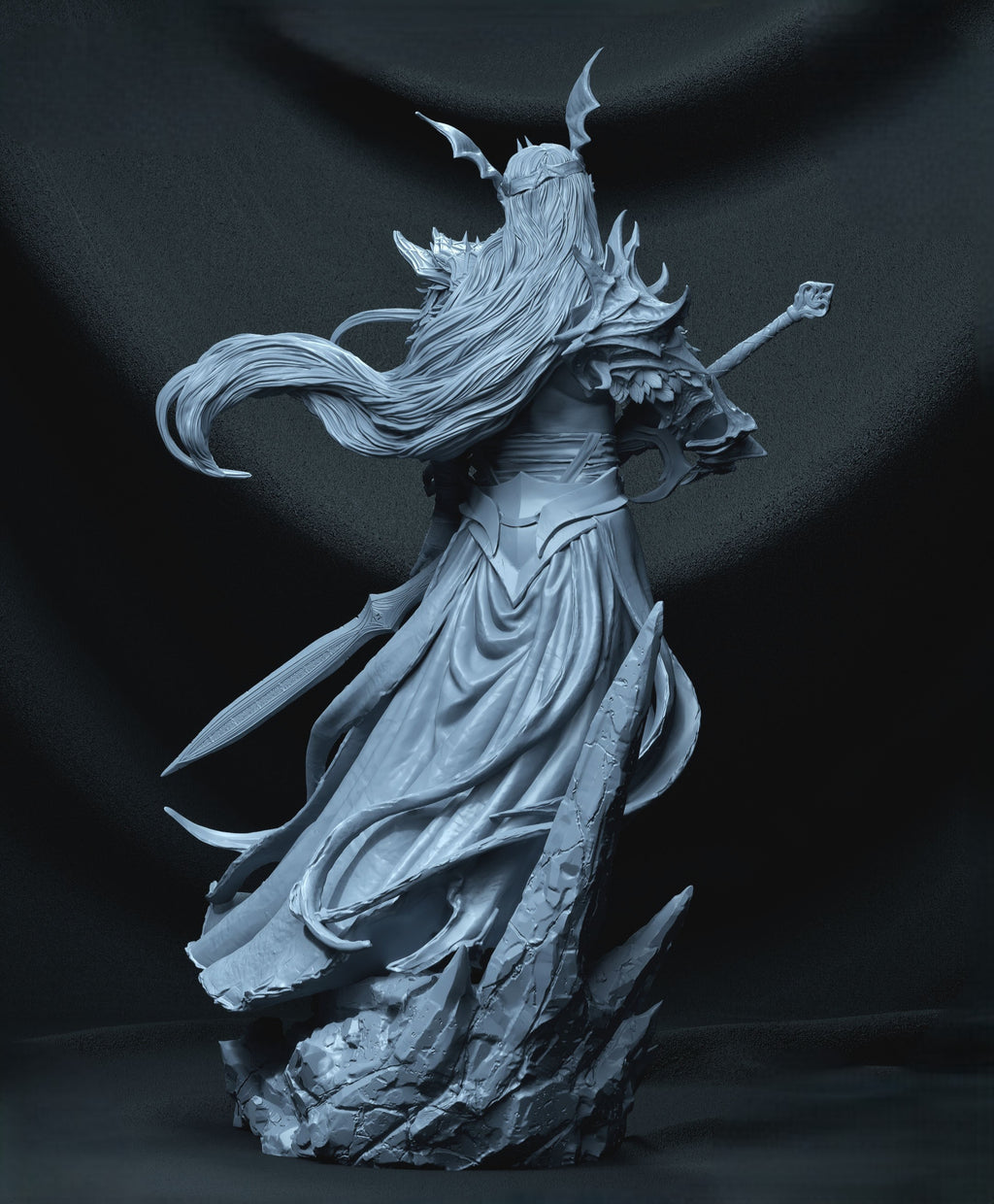 Figurine Seigneur Elfique Dark Fantasy – Statue 3D Premium – Guerrier Gothique – Figurine Fantasy Collection