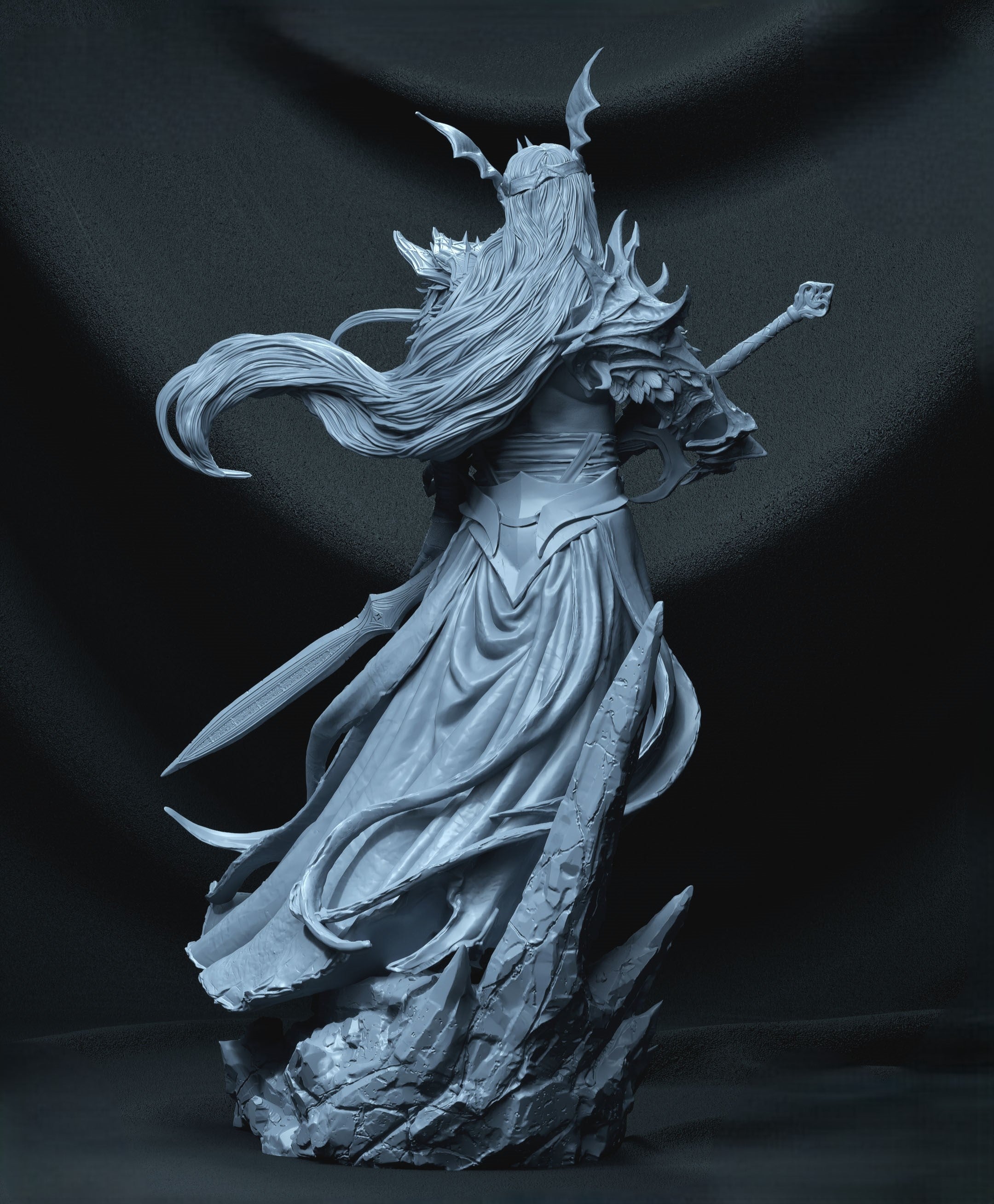 Figurine Seigneur Elfique Dark Fantasy – Statue 3D Premium – Guerrier Gothique – Figurine Fantasy Collection