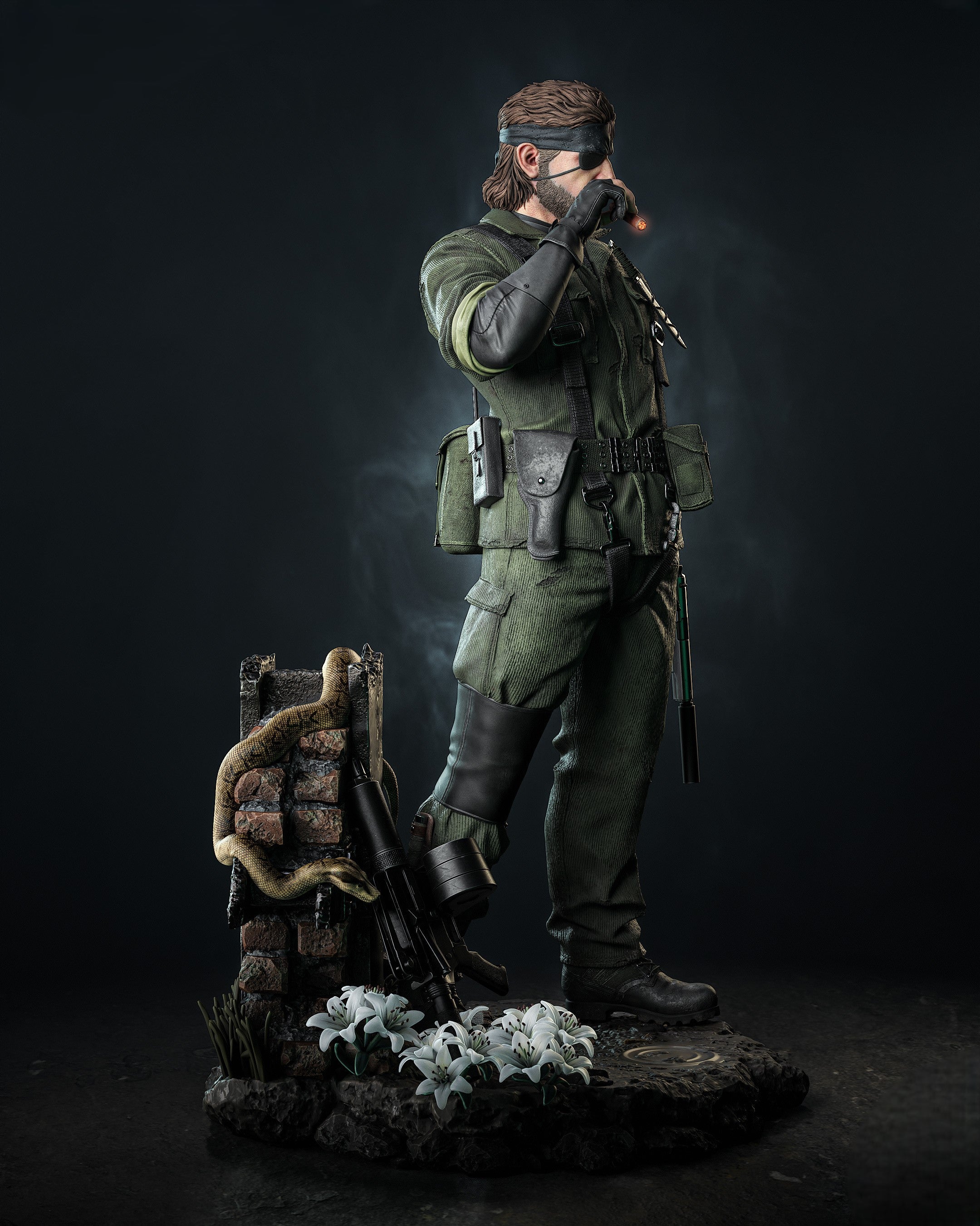 Figurine Big Boss Metal Gear Solid – Statue 3D Gaming Premium – Tactical Soldier