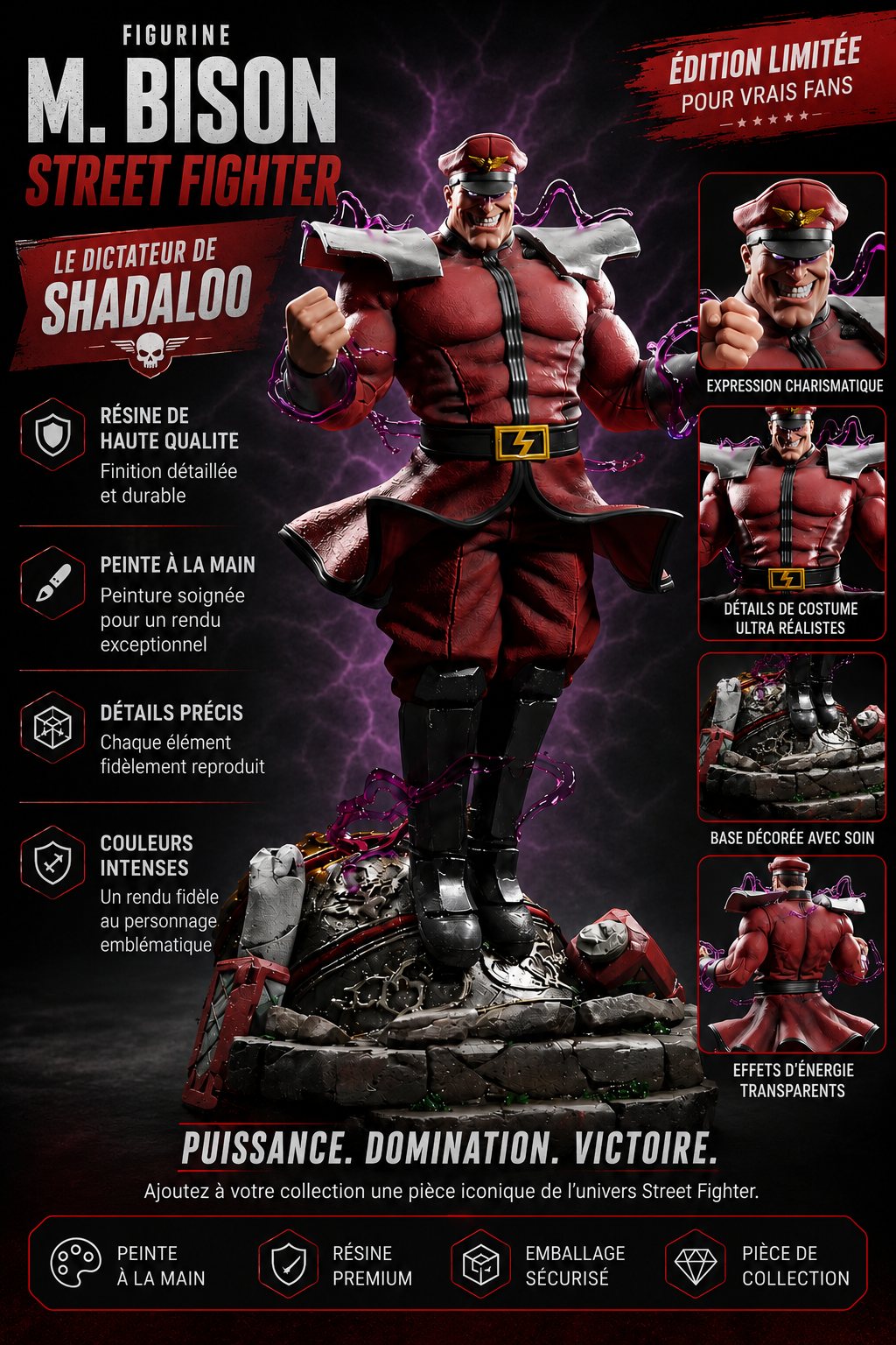 Figurine M. Bison Street Fighter en Résine 3D – Statue de Collection IR3D