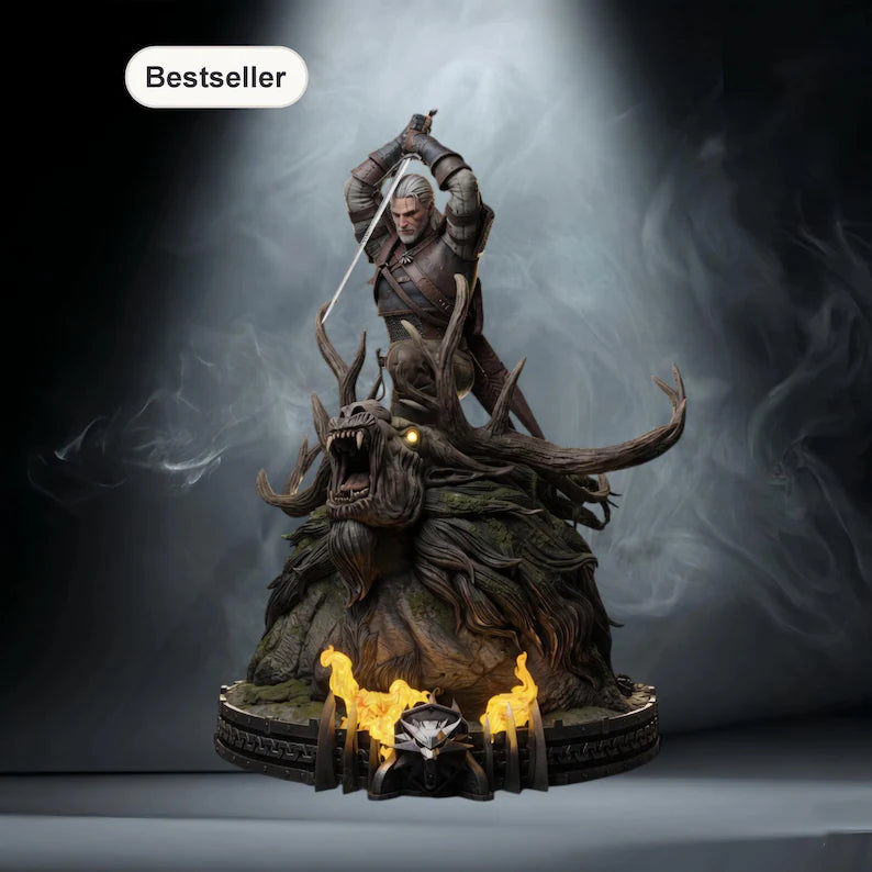 Figurine Geralt de Riv – The Witcher – Statue Résine 3D Collector IR3D