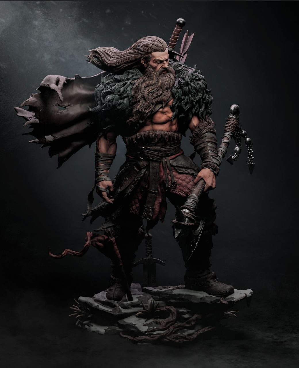 Figurine North Warrior – Statue de Collection en Résine IR3D