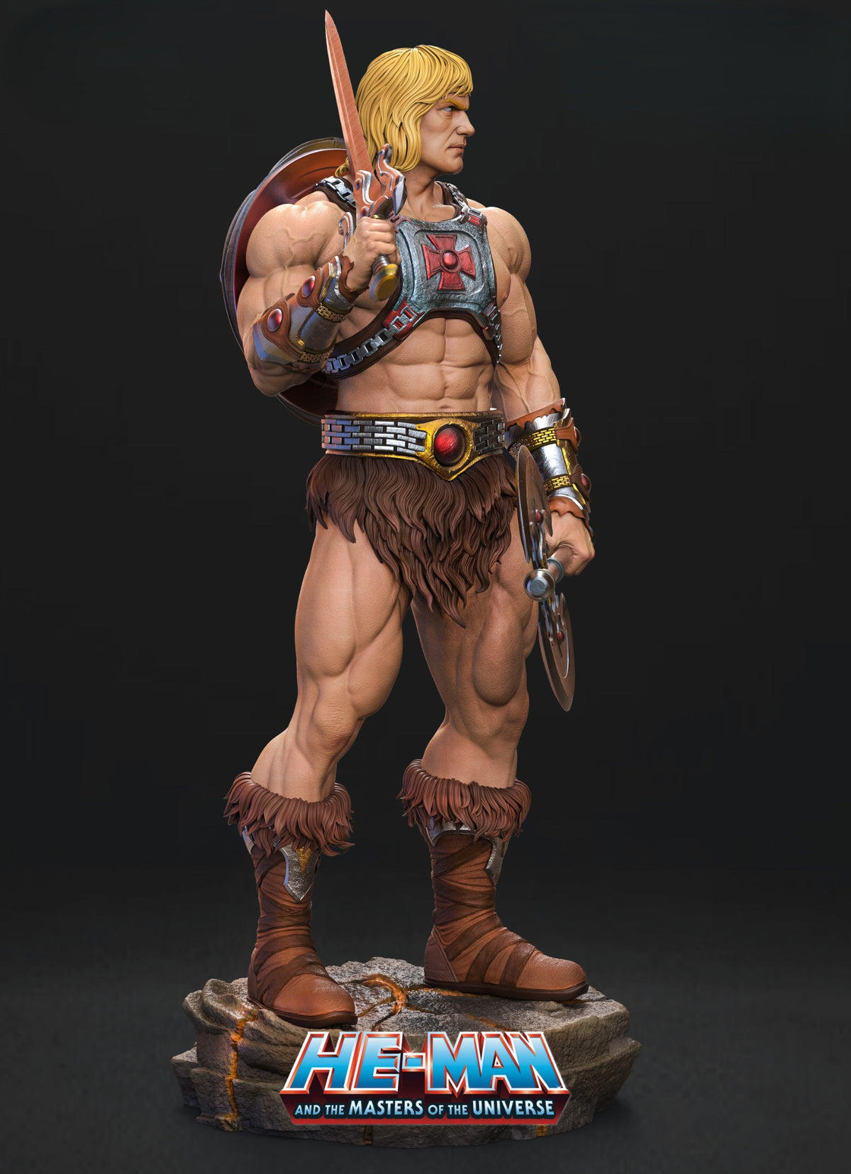 Figurine Musclor He-Man vue de trois-quarts arrière