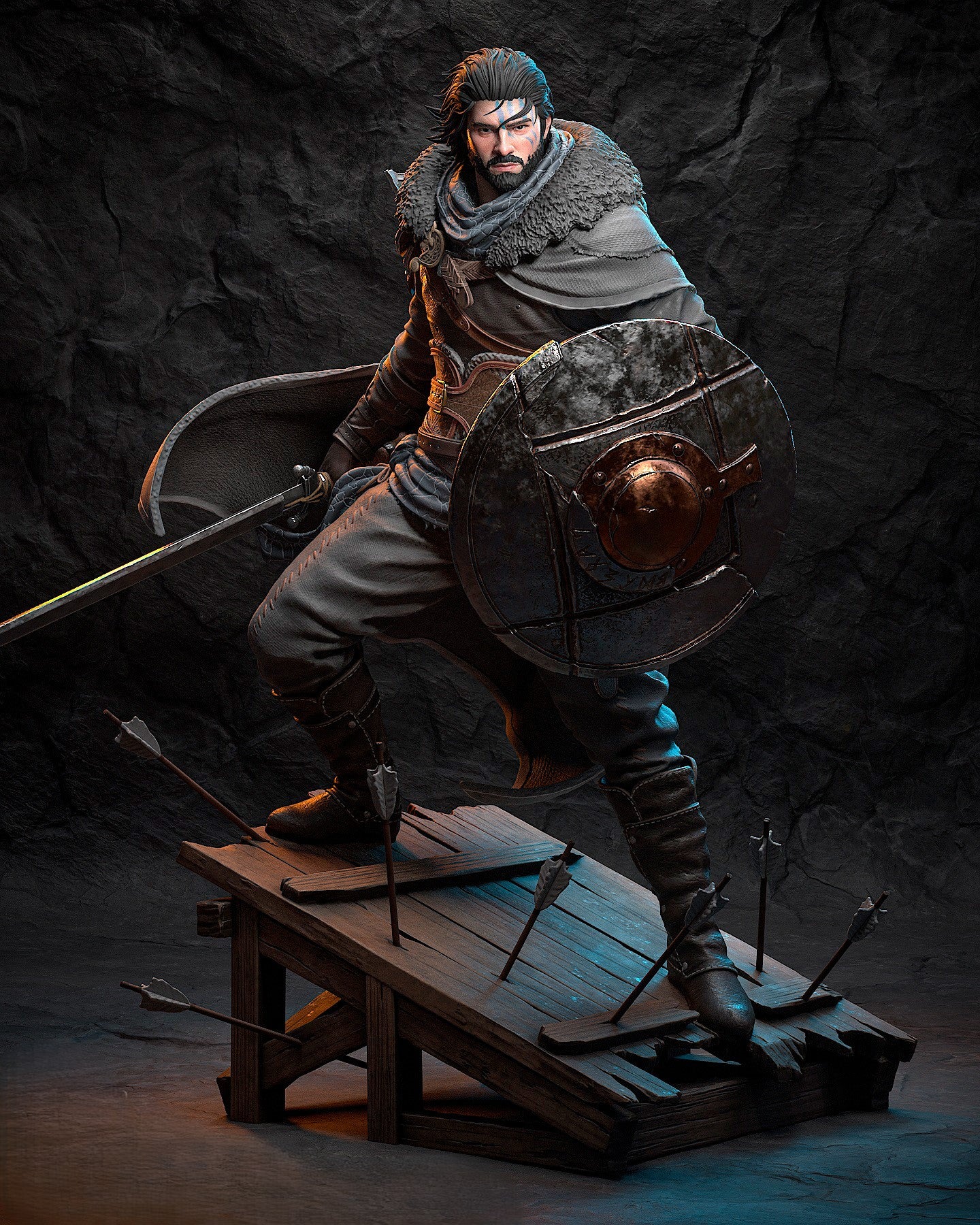 Figurine Kliff Dark Fantasy – Statue 3D Guerrier Médiéval Premium – Viking Fantasy