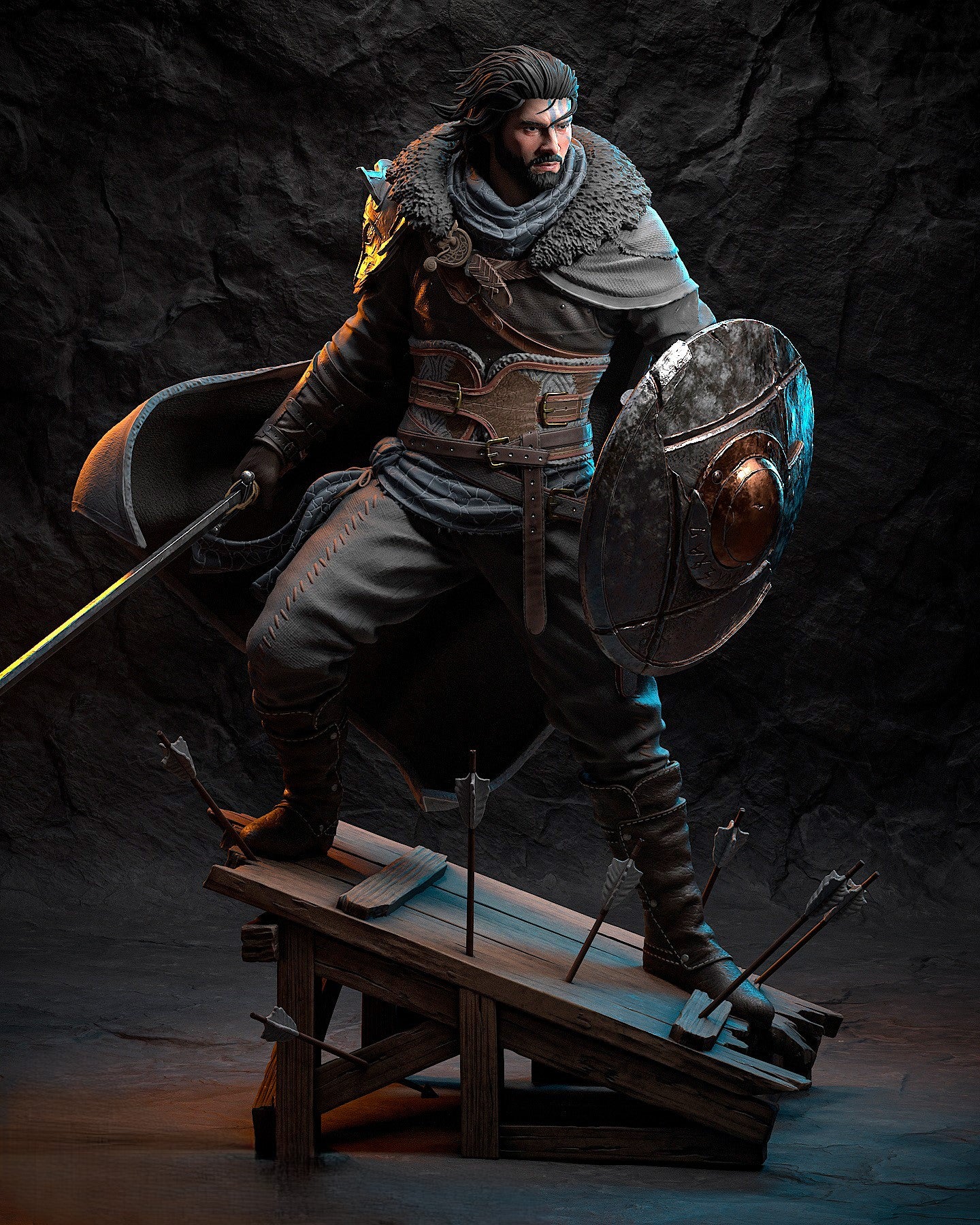 Figurine Kliff Dark Fantasy – Statue 3D Guerrier Médiéval Premium – Viking Fantasy