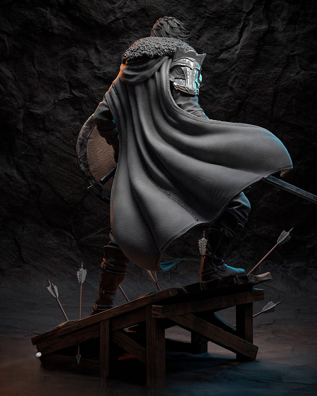 Figurine Kliff Dark Fantasy – Statue 3D Guerrier Médiéval Premium – Viking Fantasy