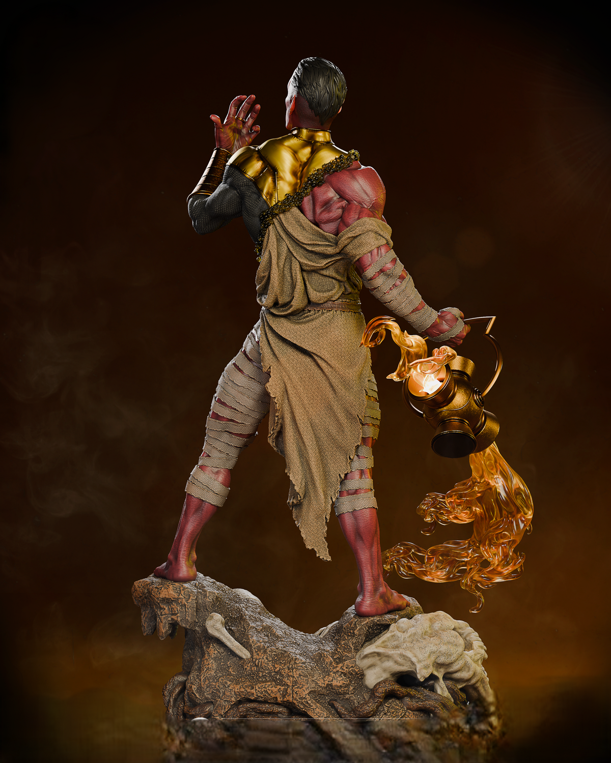 Figurine Atrocitus Red Lantern en résine 3D, vue arrière
