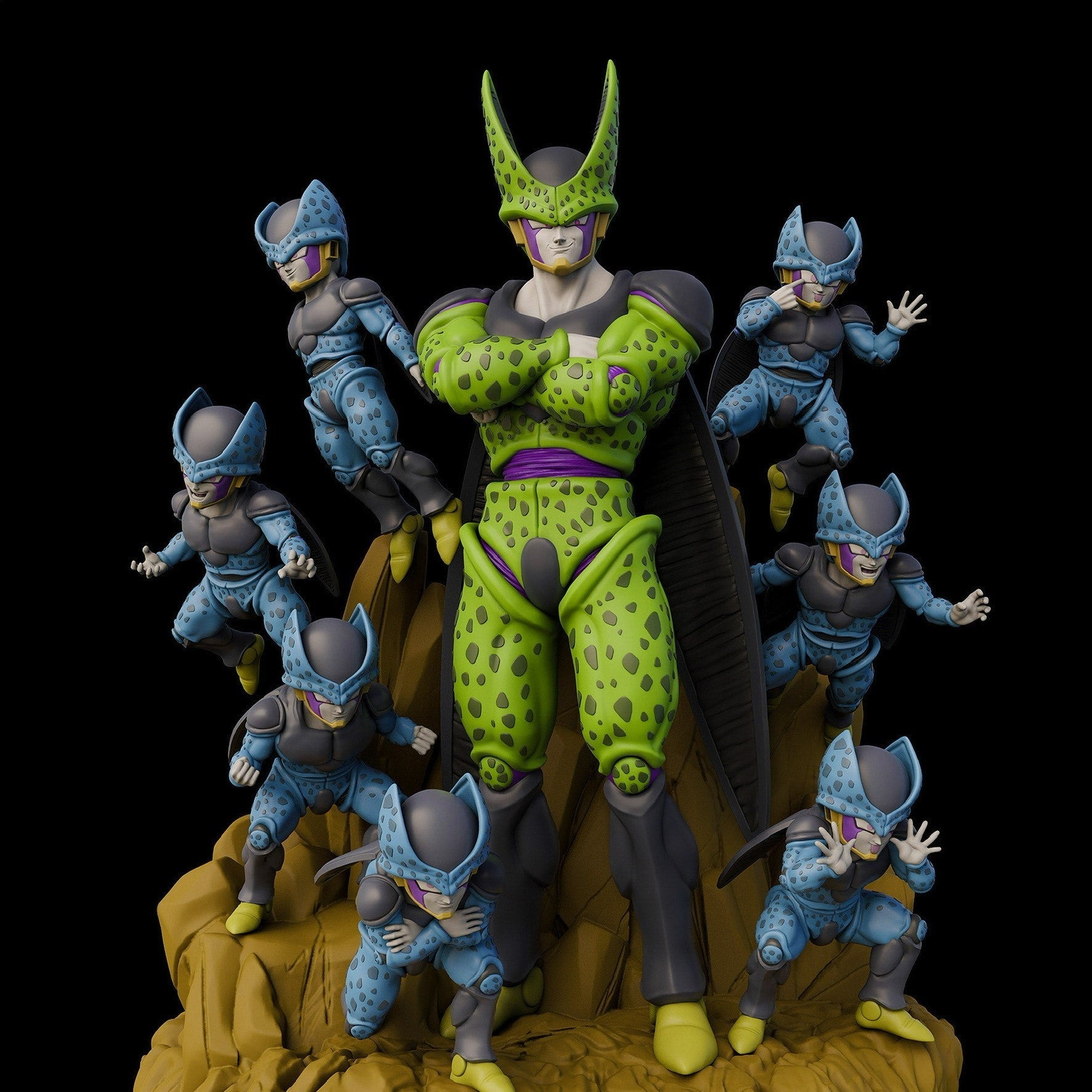 Figurine Cell Perfect Cell and Cell Juniors - Manga - IR3D