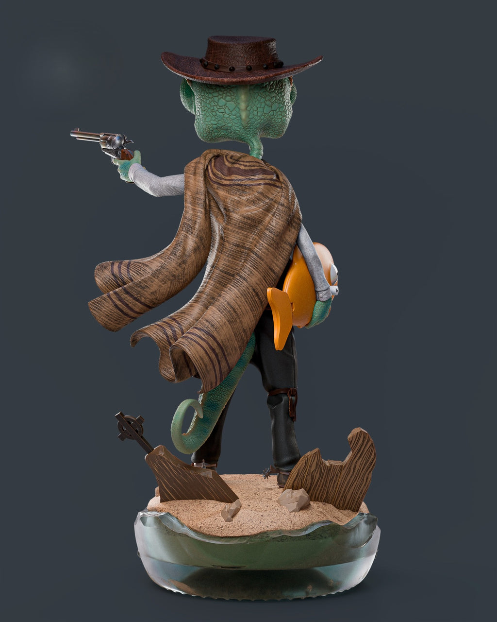 Figurine Gecko cowboy – vue arrière