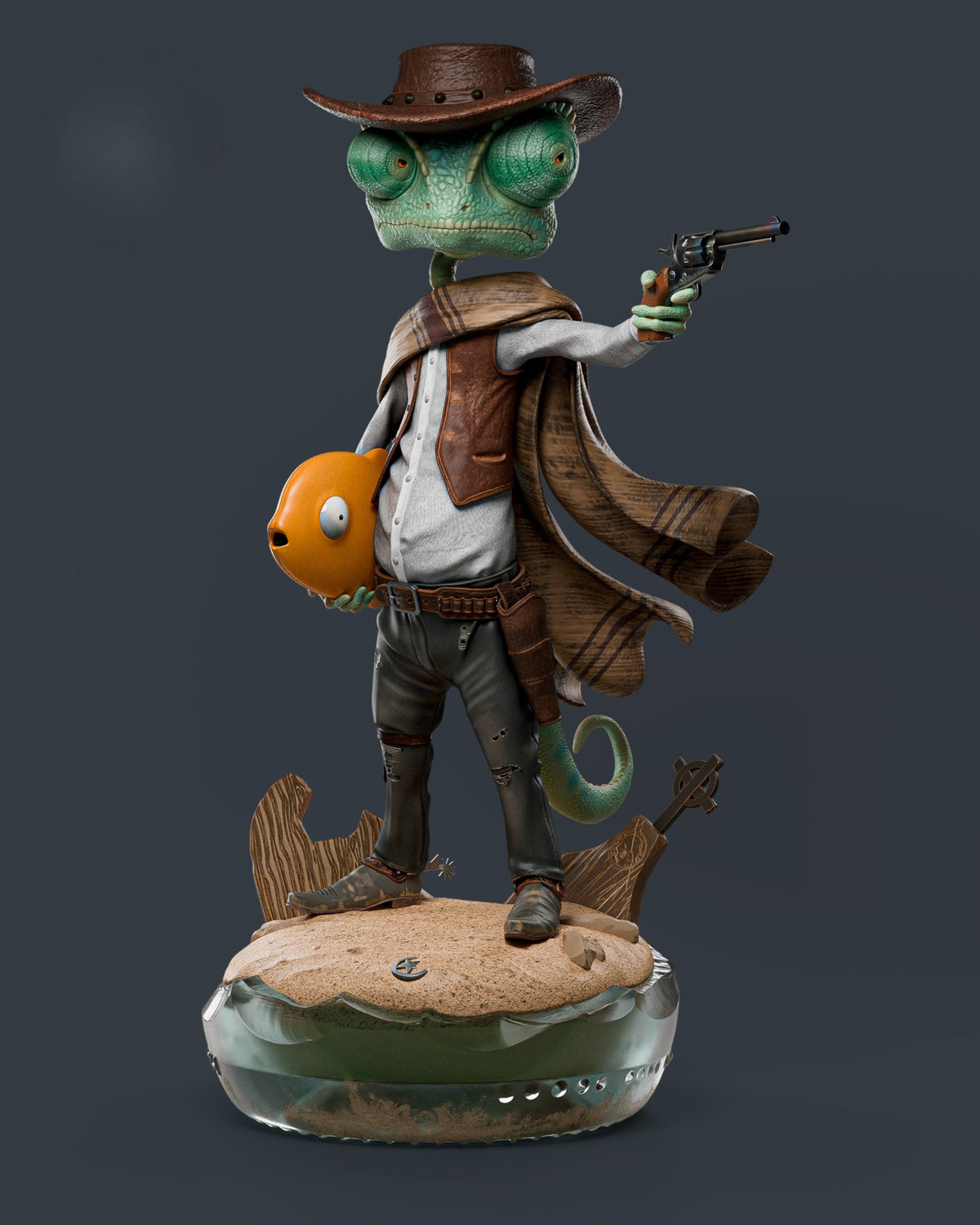 Figurine Gecko cowboy – vue de face