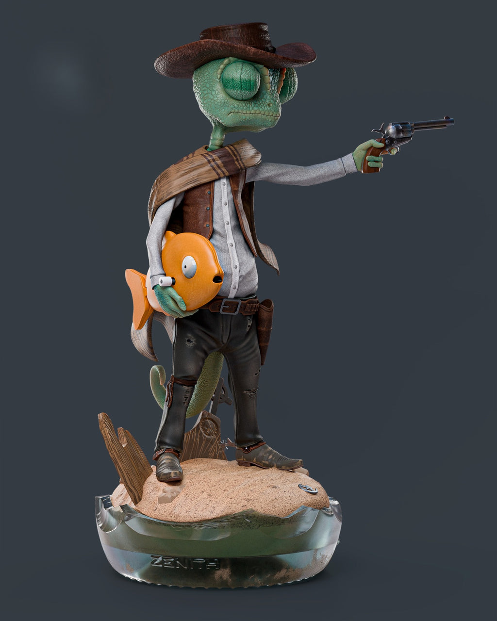 Figurine Gecko cowboy – vue de profil