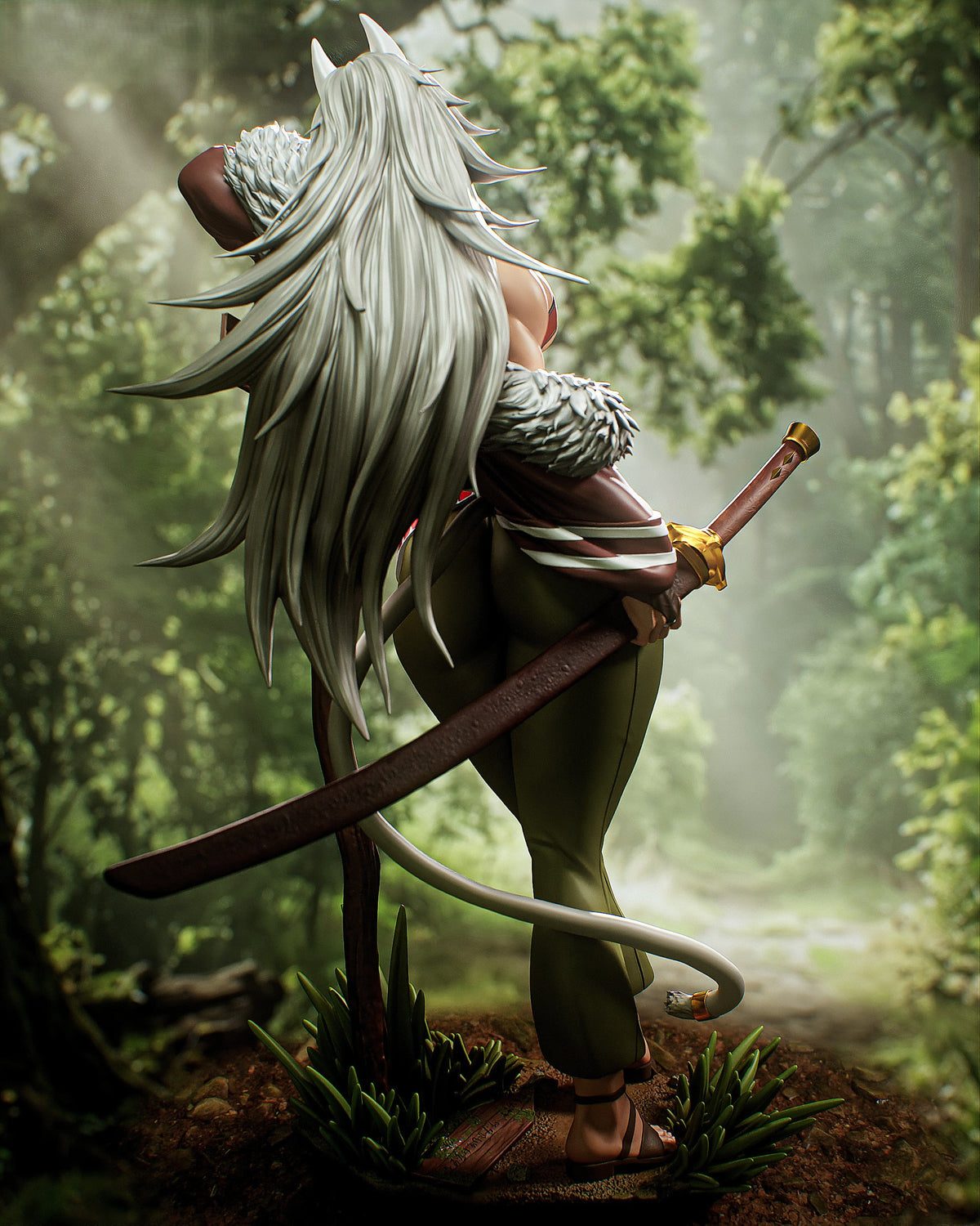 Figurine Ghislaine Dedoldia de Mushoku Tensei en résine 3D, vue arrière