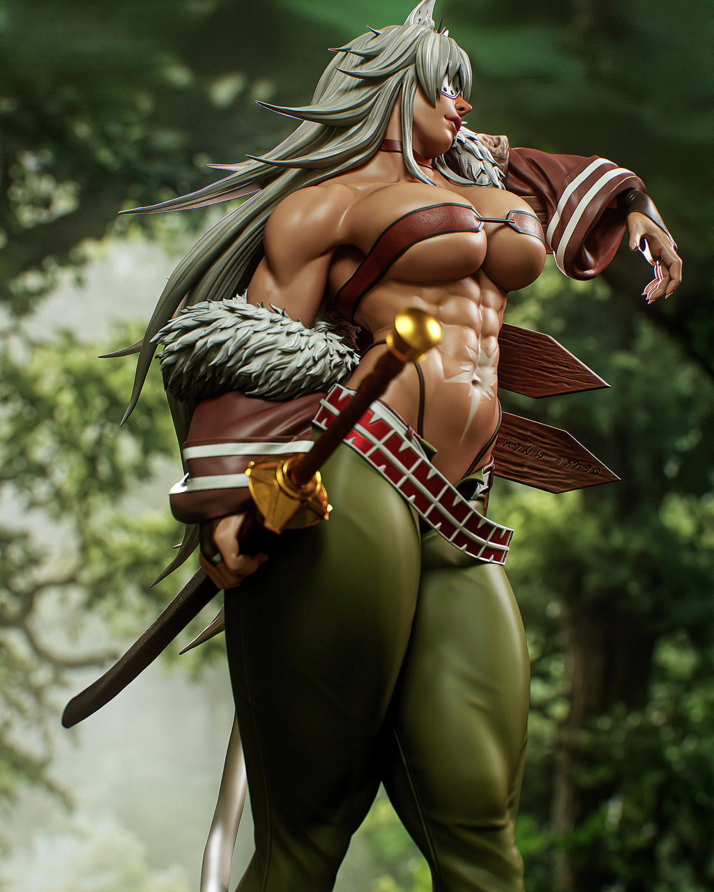 Figurine Ghislaine Dedoldia de Mushoku Tensei en résine 3D, détail de face