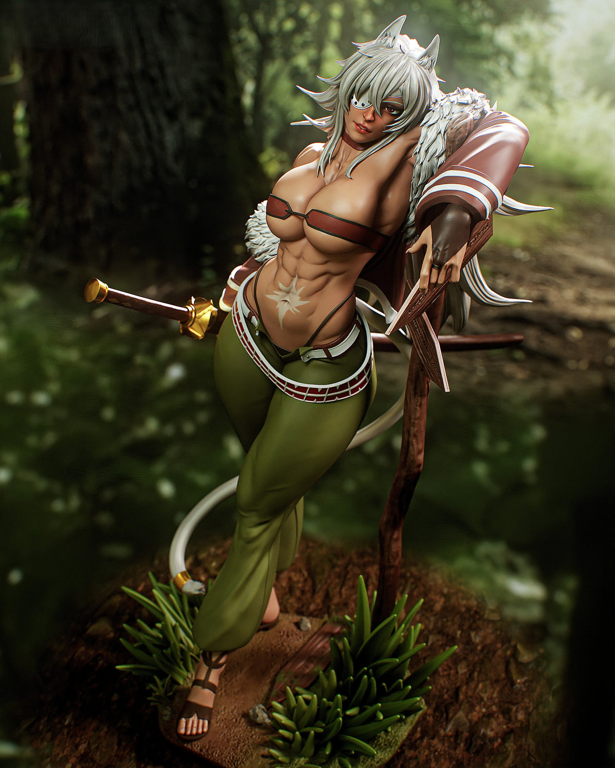 Figurine Ghislaine Dedoldia de Mushoku Tensei en résine 3D, vue trois-quarts