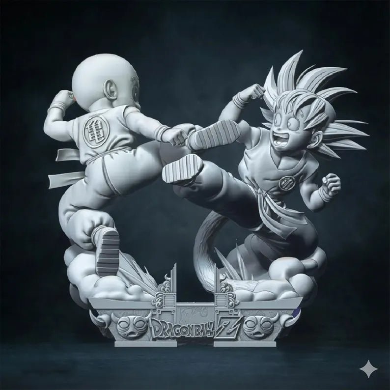 Figurine Goku & Krillin Entraînement – Résine 3D Ultra Détail | Dragon Ball Duo - IR3D