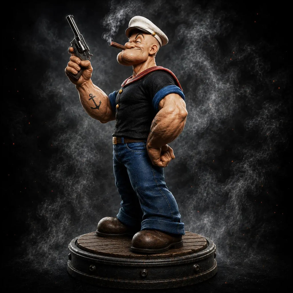 Figurine Popeye – Statue de collection en résine 3D vue de profil