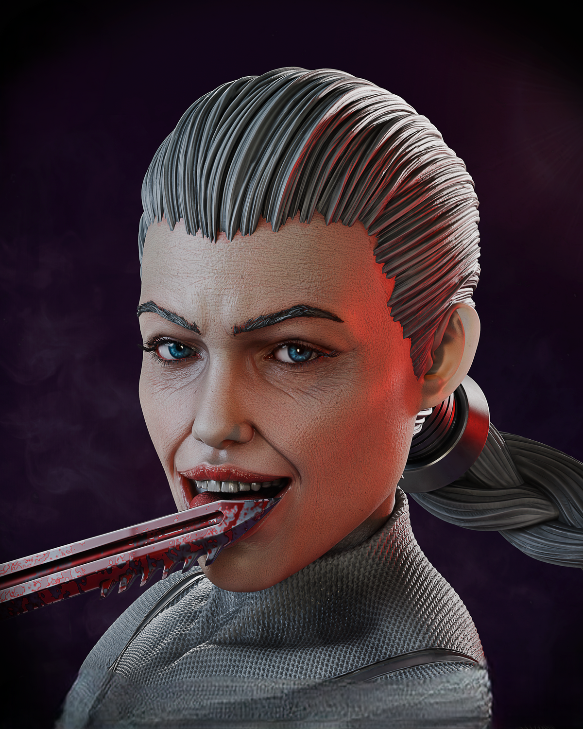 Figurine Thula de Invincible en résine 3D, détail du visage