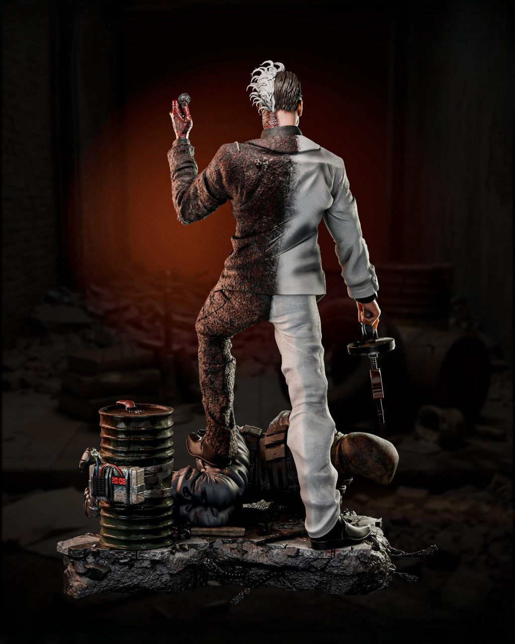 Figurine Two-Face en résine 3D – vue arrière