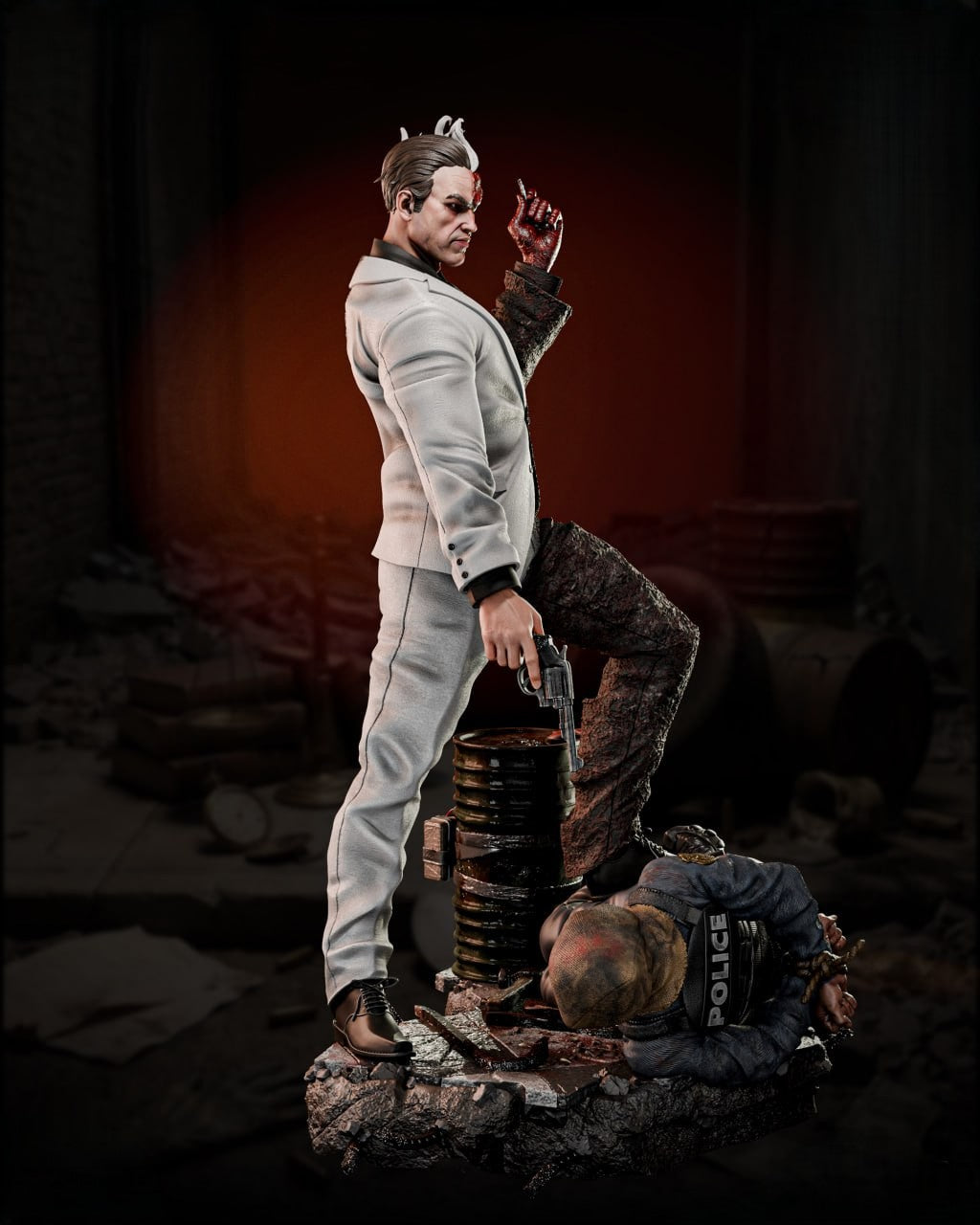 Figurine Two-Face en résine 3D – vue de profil