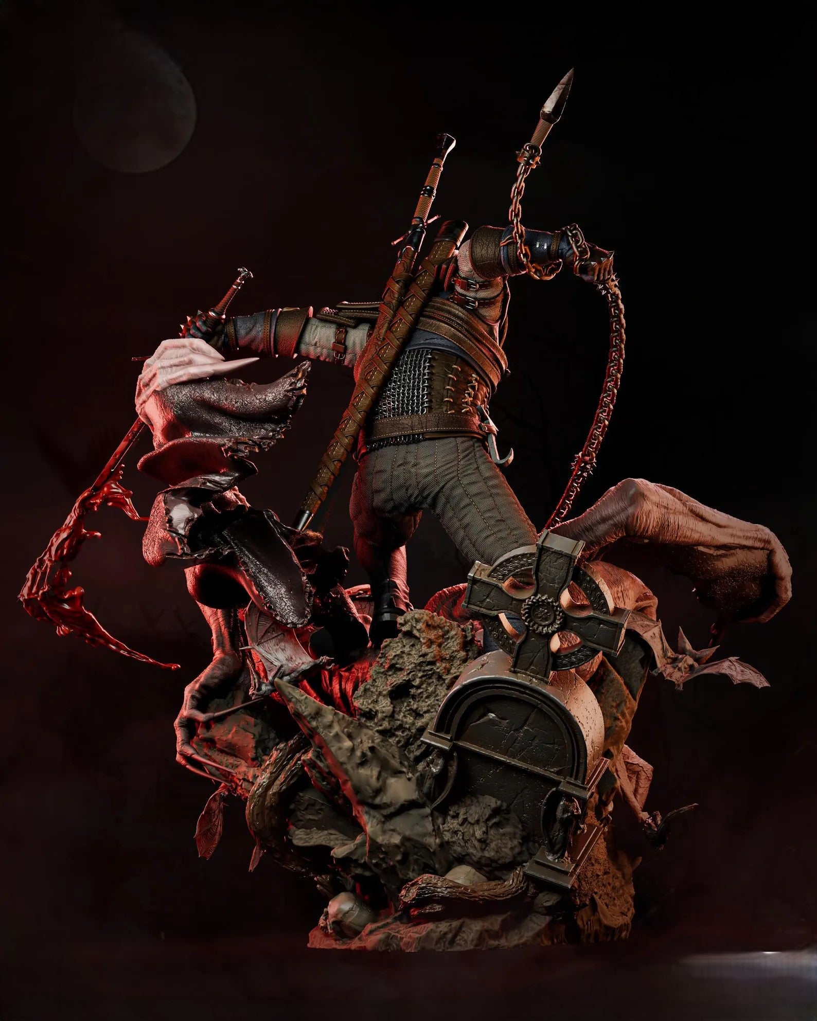 Figurine Geralt The Witcher – Statue 3D Premium avec Monstre