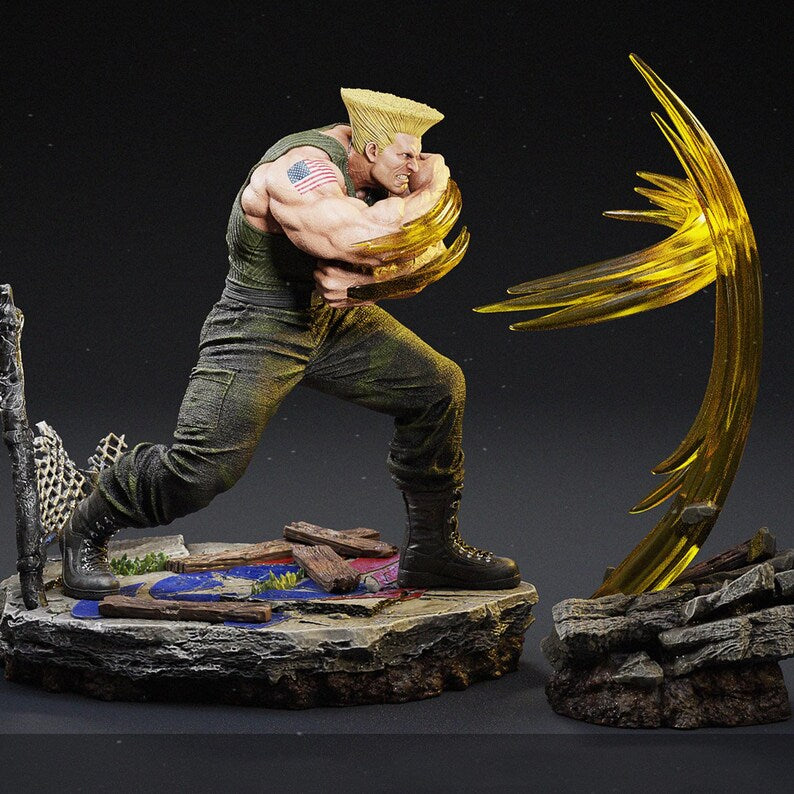 Figurine Guile – Street Fighter – Statue Résine 3D Collector IR3D