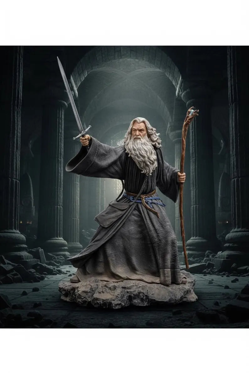 Figurine Gandalf Seigneur des Anneaux – Statue 3D Premium – Magicien Gris – Figurine Fantasy Collection