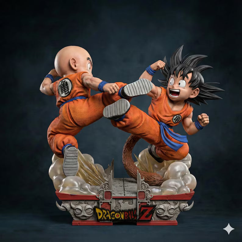 Figurine Goku & Krillin Entraînement – Résine 3D Ultra Détail | Dragon Ball Duo