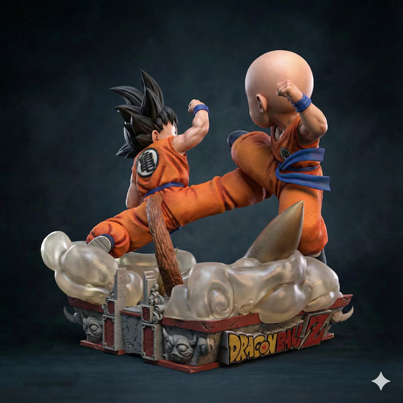 Figurine Goku & Krillin Entraînement – Résine 3D Ultra Détail | Dragon Ball Duo