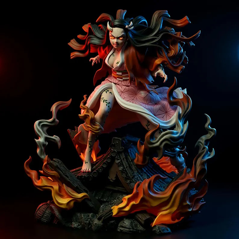 Figurine Nezuko Kamado Demon Slayer – Statue 3D Anime Premium – Forme Démon – Kimetsu no Yaiba – Figurine Manga Collection