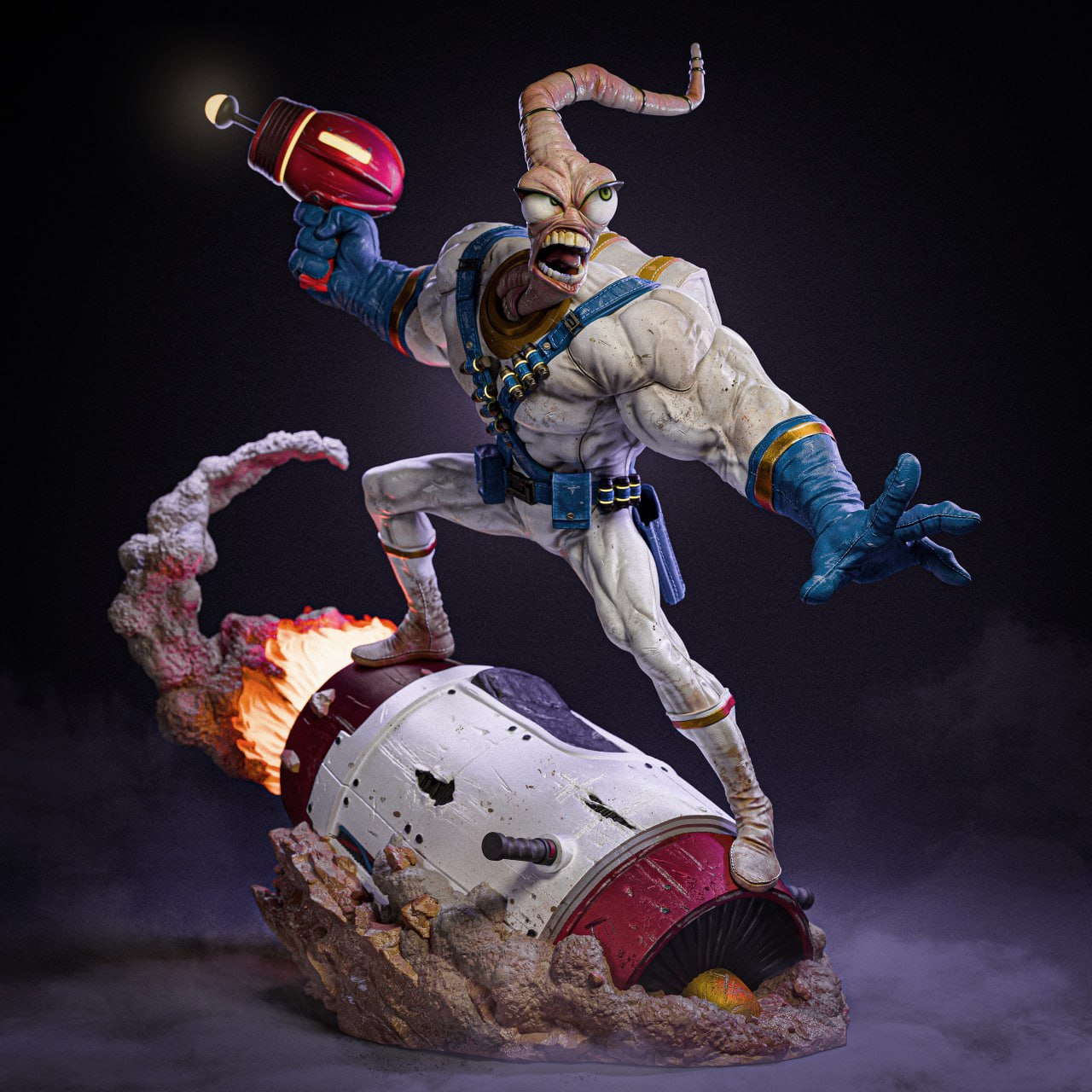 Figurine Earthworm Jim – Statue Collector Rétro Gaming