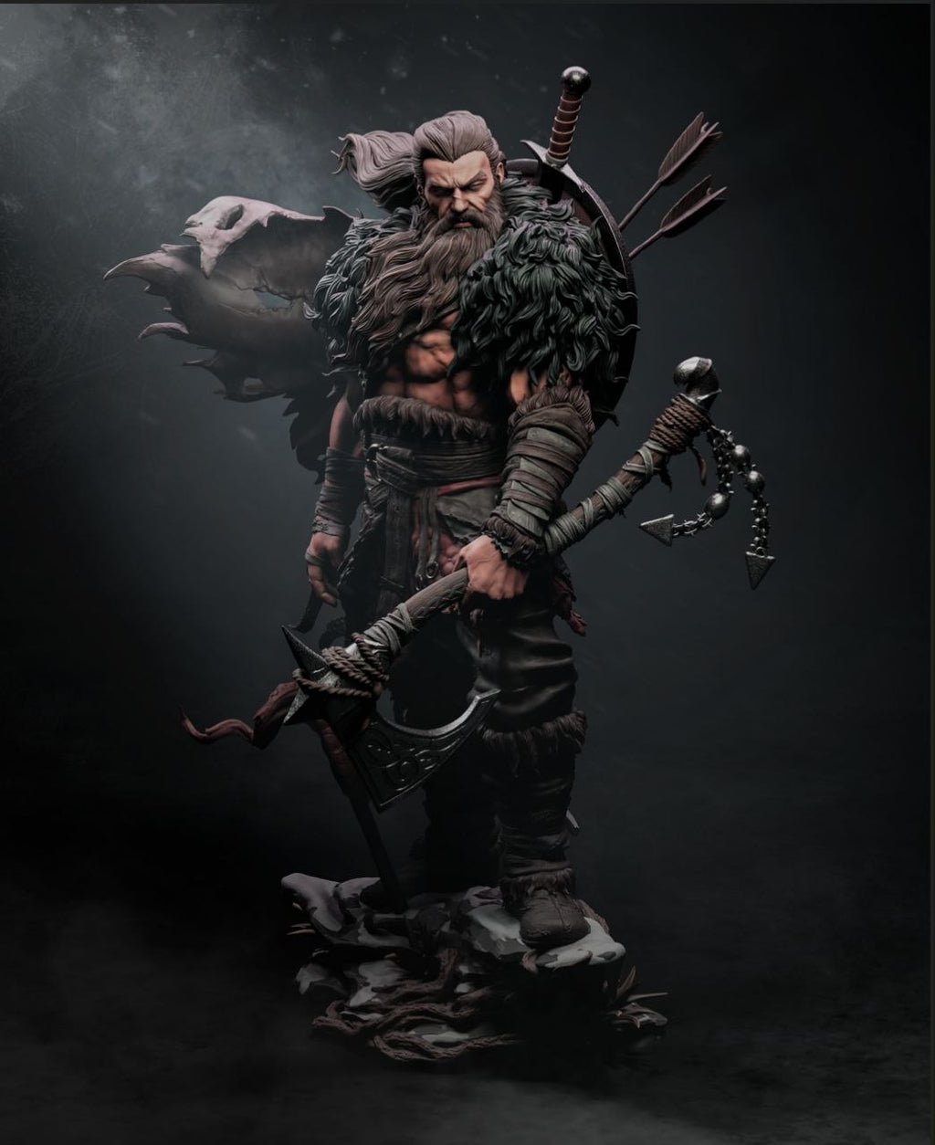Figurine North Warrior – Statue de Collection en Résine IR3D
