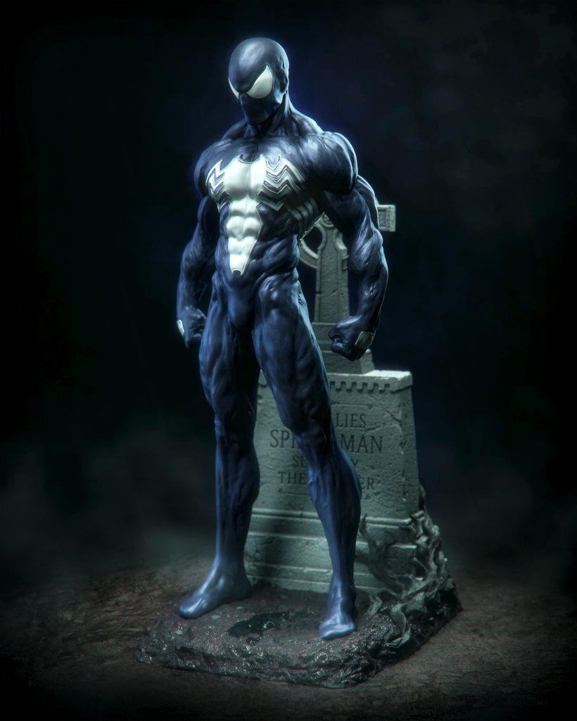 Figurine Spider-Man Symbiote en résine 3D – vue de face