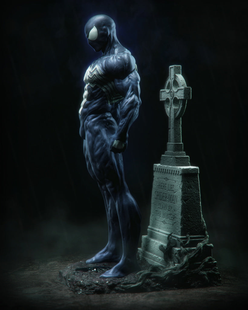 Figurine Spider-Man Symbiote en résine 3D – vue arrière
